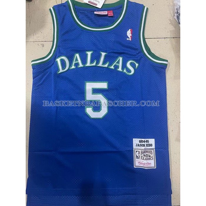 Maillot Dallas Mavericks Jason Kidd NO 5 Mitchell & Ness 1994-95 Bleu